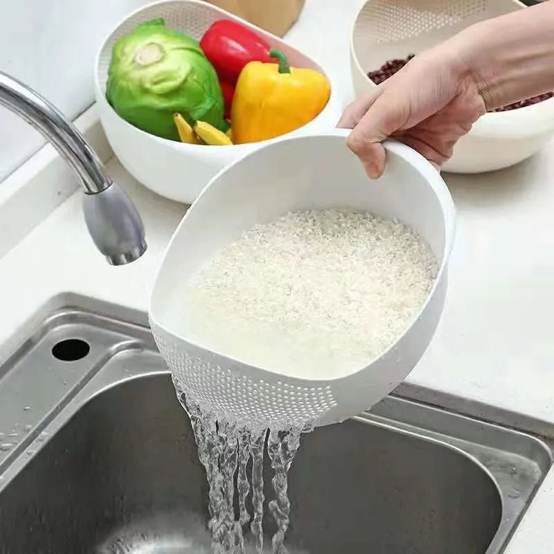 Cesta de drenagem de cozinha com peneira de arroz